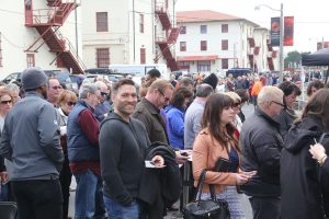 Thousands of guests waited in line outside the Festival Pavilion at Fort Mason