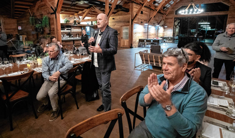 San Francisco Chronicle Publisher and CEO Bill Nagel speaks before the judges have dinner at Bricoleur Vineyards. 